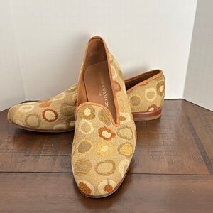 Stubbs & Wootton Beige and Orange Patterned Loafers